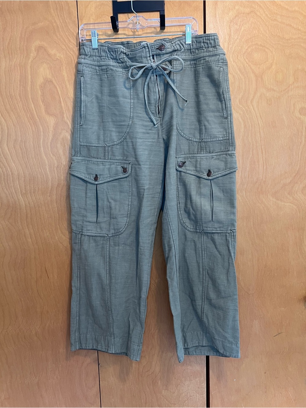 Free People We The Free Park Ave Pull-On Cargo Pants Size Large in Olive Green - Picture 3 of 6